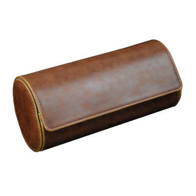 Watch Roll Case for 3 in Brown Vegan Leather