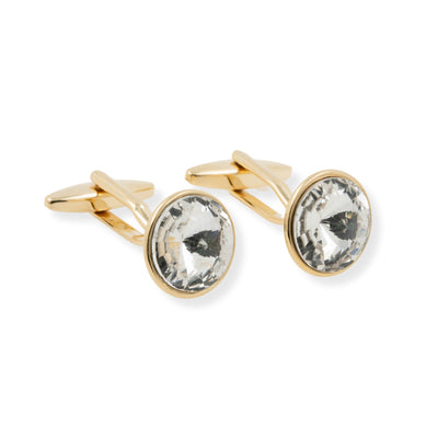 Gold Crystal Cufflinks & Stud Set