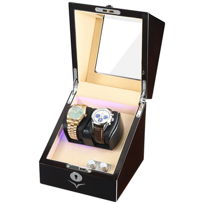 Lindeman Mahogany Watch Winder Box for 2 Watches (Single Rotor)