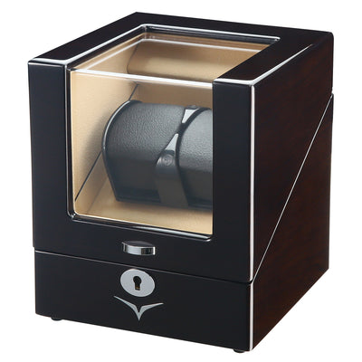 Lindeman Mahogany Watch Winder Box for 2 Watches (Single Rotor)