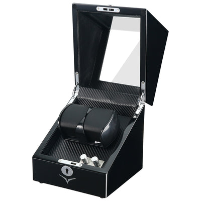 Lindeman Black Watch Winder Box for 2 Watches (Single Rotor)