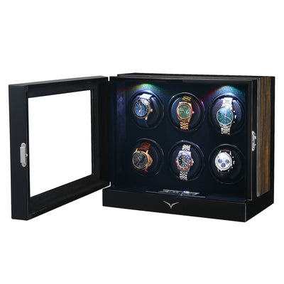 Sydney Watch Winder Box for 6 Watches in Black