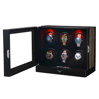 Sydney Watch Winder Box for 6 Watches in Black