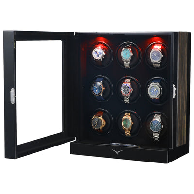 Sydney Watch Winder Box for 9 Watches in Black