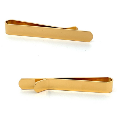 Engravable Shiny Gold Tie Bar curved end 50mm