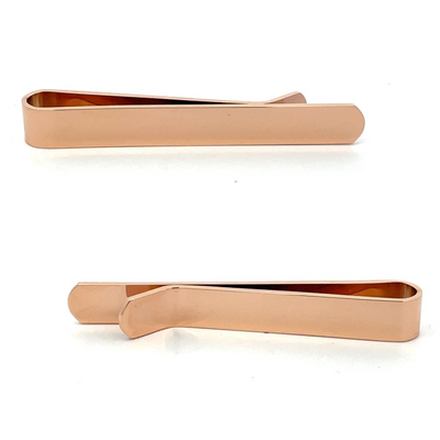 Engravable Shiny Rose Gold Tie Bar with curved end 50mm