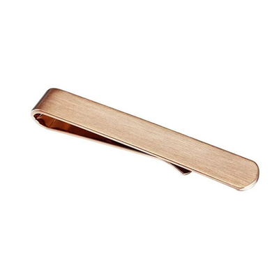 Engravable Brushed Rose Gold Tie Bar with curved end 50mm