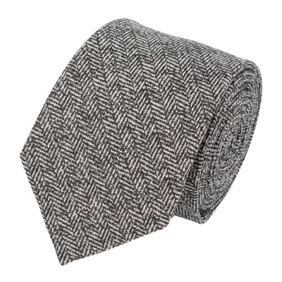 Grey Herringbone Texture Tie