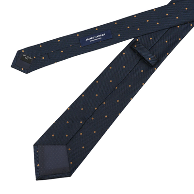 Navy Gold Silk Mini Spot Tie