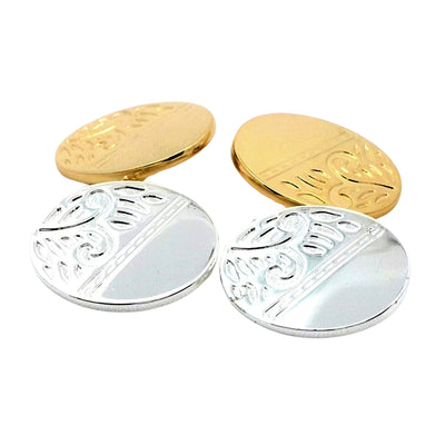 Gold or Silver Reversible (with chain) Cufflinks