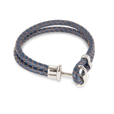 Double Navy Blue Leather Anchor Bracelet