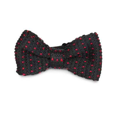 Adult Knit Bow Tie - Black/Red Dot