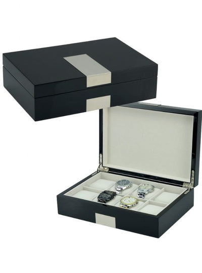 Black Wooden Watch Box, 8 Watch Box, Cuffed Watch Box, Clinks Australia Watch Box, Black Watch Boxes on Cuffed, Australia Watch Box, Watch Storage Box, Watch Display Box, 8 Slots Watch Boxes, Watch Boxes for 8, Wooden Watch Box, Wooden Watch Storage Box, Black, Wooden Watch Box, Watch Boxes, CB5067, Clinks.com