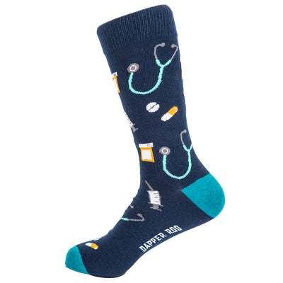 At the Doctors Medical Bamboo Socks by Dapper Roo, Socks, Navy Blue, Teal, Multi, Bamboo, Elastane, Nylon, Elastic, SK2022, Men's Socks, Socks for Men, Clinks.com